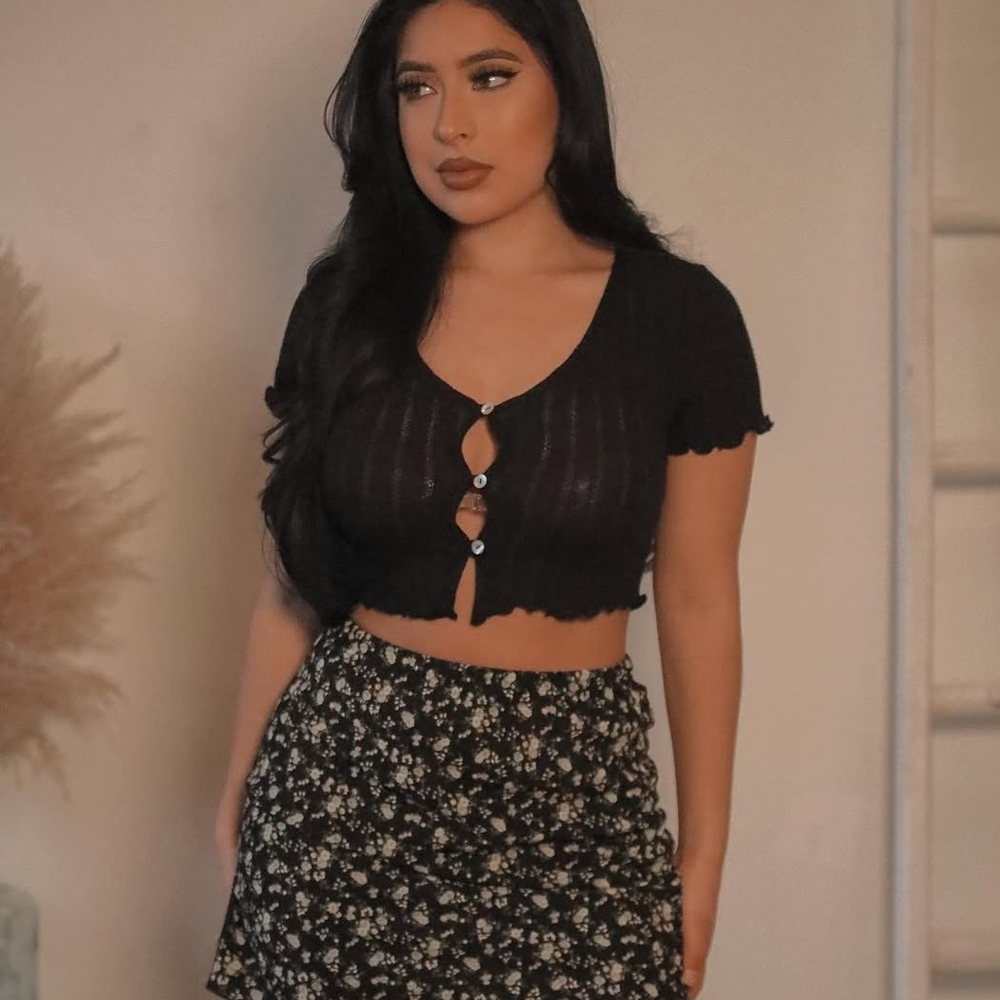Floral Black Skirt
